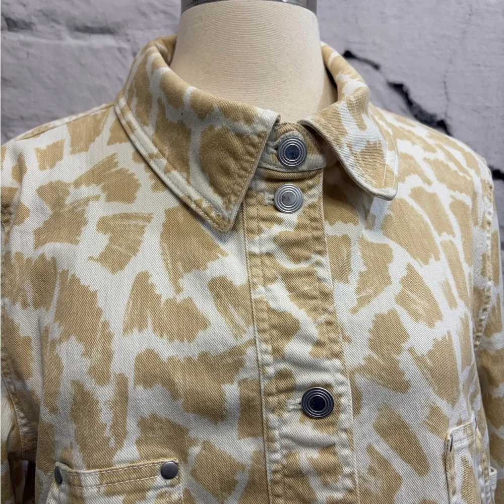 Anthropologie Maeve Animal Print Gardner Denim Cropped Jacket‎ Beige Neutral - Picture 5 of 10
